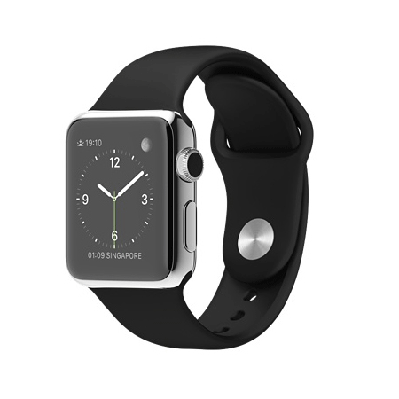 Apple Watch 38mmステンレススチールケースとブラックスポーツバンド MJ2Y2J/A