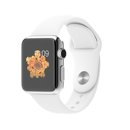 Apple Watch 38mmステンレススチールケースとホワイトスポーツバンド MJ302J/A