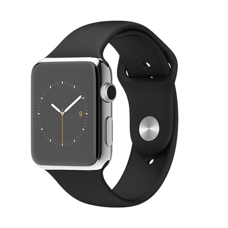 Apple Watch 42mmステンレススチールケースとブラックスポーツバンド MJ3U2J/A