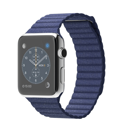 Apple Watch 42mmステンレススチールケースとブライトブルーレザーループ MJ452J/A【M】 MJ462J/A【L】